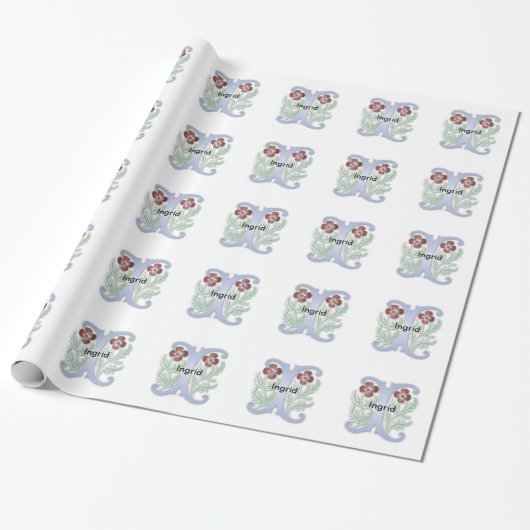Brief I Monogram Fleur de lis Cadeaupapier (Uitgerold)