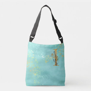 *~ BRIEF I - Monogram Gold Glitter Turquoise Blue Crossbody Tas