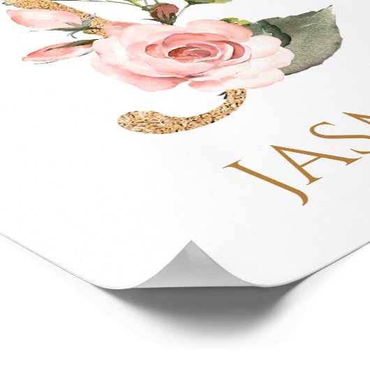 Brief I Monogram roze roze roze roze roze roestvri Poster (Hoek)