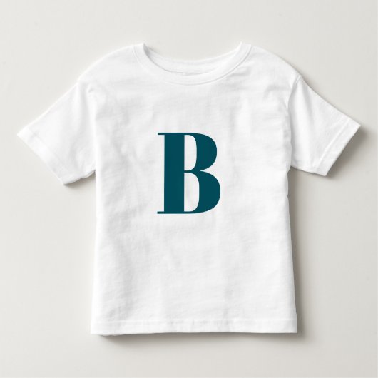 Brief initiaal | Blauwgroen monogram Modern Stijlv Kinder Shirts (Voorkant)