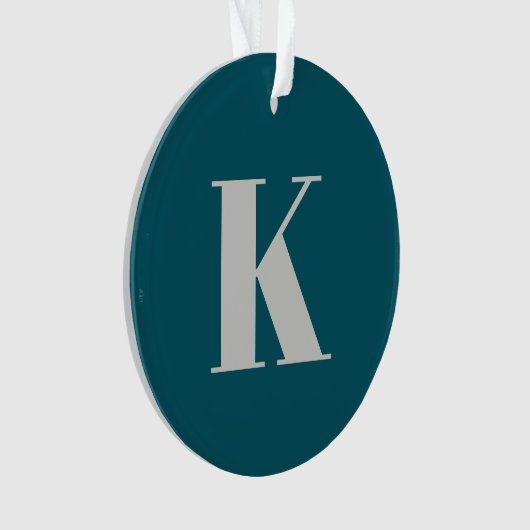 Brief initiaal | Blauwgroen monogram Modern Stijlv Ornament (voorkant)