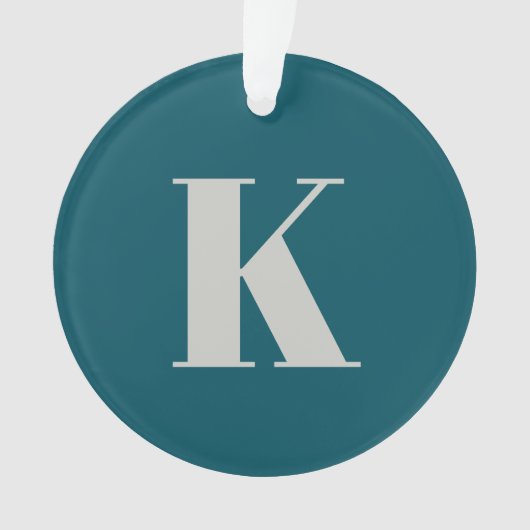 Brief initiaal | Blauwgroen monogram Modern Stijlv Ornament (voorkant)