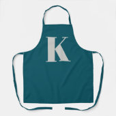 Brief initiaal | Blauwgroen monogram Modern Stijlv Schort (Voorkant)