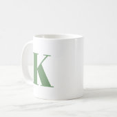 Brief initiaal | Monogram Modern Trendy Sage Green Koffiemok (Voorkant links)
