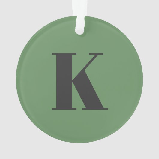 Brief initiaal | Monogram Modern Trendy Sage Green Ornament (achterkant)