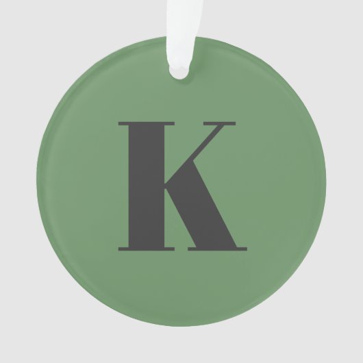 Brief initiaal | Monogram Modern Trendy Sage Green Ornament (voorkant)