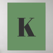 Brief initiaal | Monogram Modern Trendy Sage Green Poster (Voorkant)