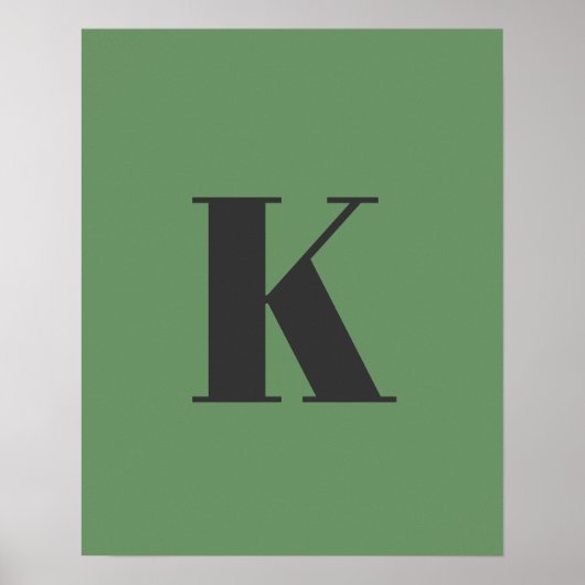 Brief initiaal | Monogram Modern Trendy Sage Green Poster (Voorkant)