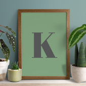 Brief initiaal | Monogram Modern Trendy Sage Green Poster
