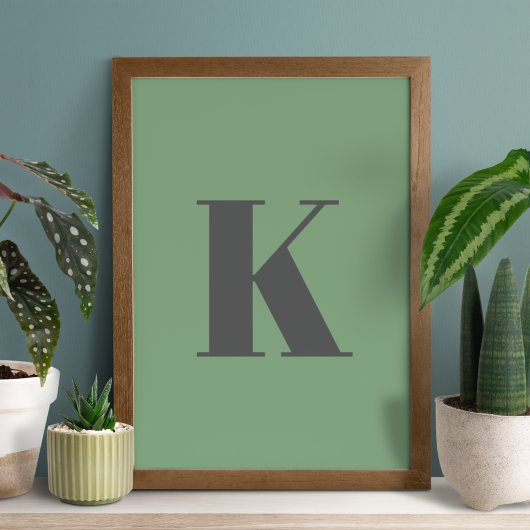 Brief initiaal | Monogram Modern Trendy Sage Green Poster