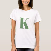 Brief initiaal | Monogram Modern Trendy Sage Green T-shirt (Voorkant)
