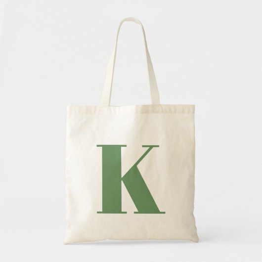 Brief initiaal | Monogram Modern Trendy Sage Green Tote Bag (Voorkant)