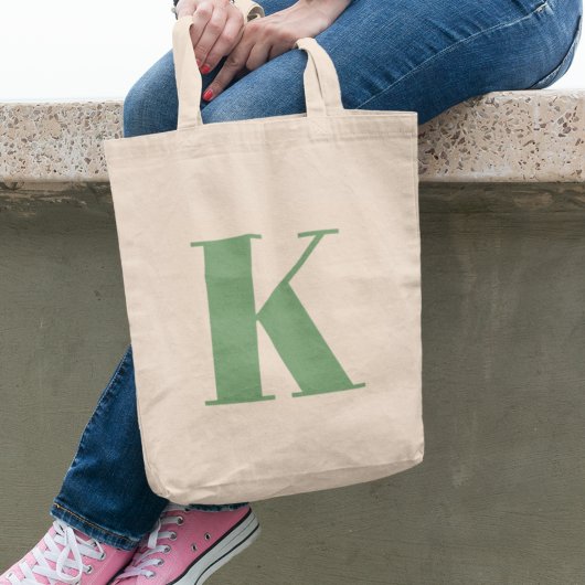 Brief initiaal | Monogram Modern Trendy Sage Green Tote Bag