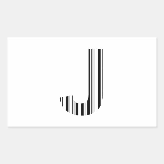 BRIEF J BAR CODE Eerste Initiaal Barcode Patroon Rechthoekige Sticker (Voorkant)