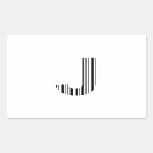 BRIEF J BAR CODE Eerste Initiaal Barcode Patroon Rechthoekige Sticker