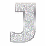 Brief J Fotobeeldje Ornament<br><div class="desc">Letter J Silver faux glitter ornament</div>