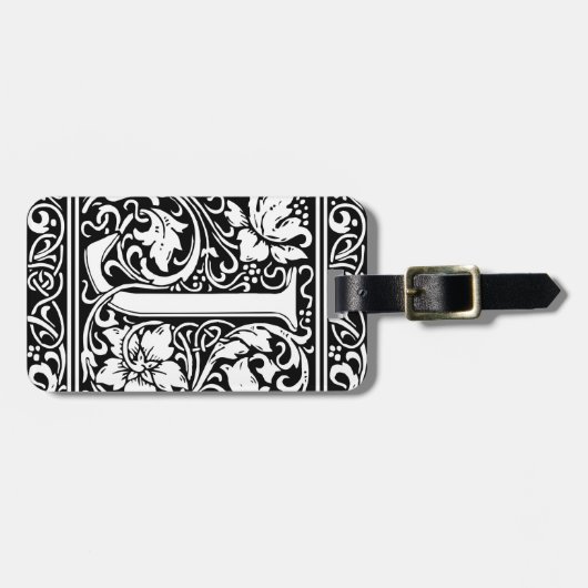 Brief J Middeleeuws Monogram Art Nouveau Bagagelabel (Voorkant horizontaal)