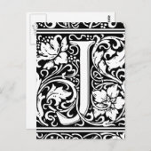 Brief J Middeleeuws Monogram Art Nouveau Briefkaart (Voorkant / Achterkant)