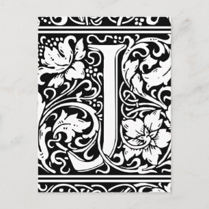 Brief J Middeleeuws Monogram Art Nouveau Briefkaart