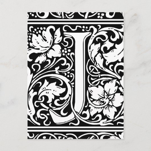 Brief J Middeleeuws Monogram Art Nouveau Briefkaart (Voorkant)