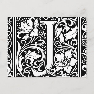 Brief J Middeleeuws Monogram Art Nouveau Briefkaart