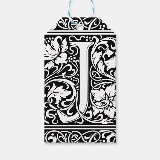 Brief J Middeleeuws Monogram Art Nouveau Cadeaulabel (Voorkant)