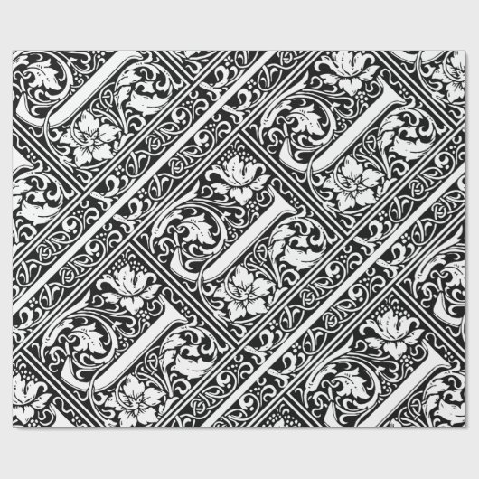 Brief J Middeleeuws Monogram Art Nouveau Cadeaupapier (Vlak)