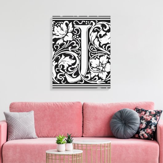 Brief J Middeleeuws Monogram Art Nouveau Canvas Afdruk (Insitu (Woonkamer))