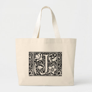 Brief J Middeleeuws Monogram Art Nouveau Grote Tote Bag