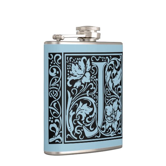 Brief J Middeleeuws Monogram Art Nouveau Heupfles (Rechts)