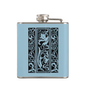 Brief J Middeleeuws Monogram Art Nouveau Heupfles (Achterkant)