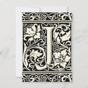 Brief J Middeleeuws Monogram Art Nouveau Kaart