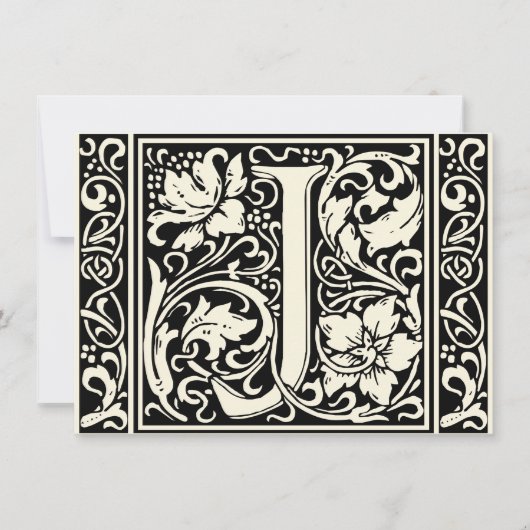 Brief J Middeleeuws Monogram Art Nouveau Kaart (Voorkant)