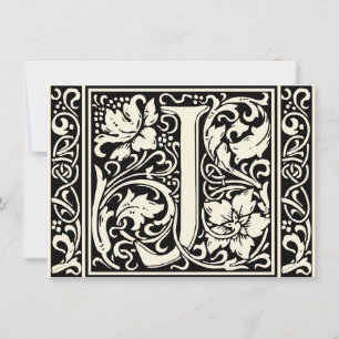 Brief J Middeleeuws Monogram Art Nouveau Kaart
