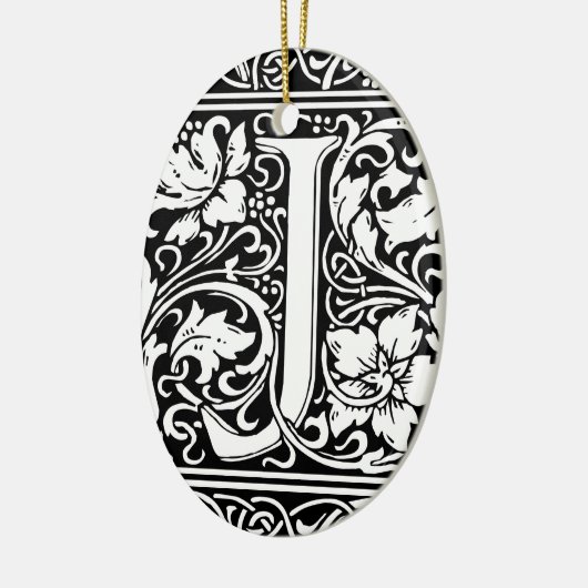 Brief J Middeleeuws Monogram Art Nouveau Keramisch Ornament (Links)