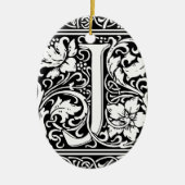 Brief J Middeleeuws Monogram Art Nouveau Keramisch Ornament (Voorkant)