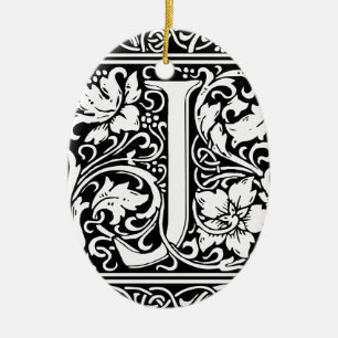 Brief J Middeleeuws Monogram Art Nouveau Keramisch Ornament