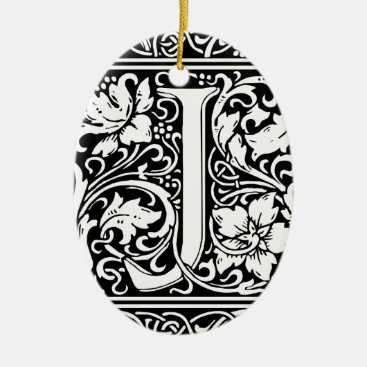 Brief J Middeleeuws Monogram Art Nouveau Keramisch Ornament (Voorkant)