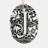 Brief J Middeleeuws Monogram Art Nouveau Keramisch Ornament (Achterkant)