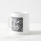 Brief J Middeleeuws Monogram Art Nouveau Koffiemok (Voorkant links)