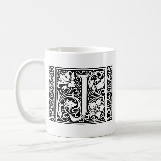 Brief J Middeleeuws Monogram Art Nouveau Koffiemok (Links)