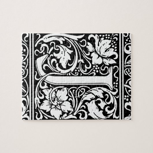 Brief J Middeleeuws Monogram Art Nouveau Legpuzzel (Horizontaal)