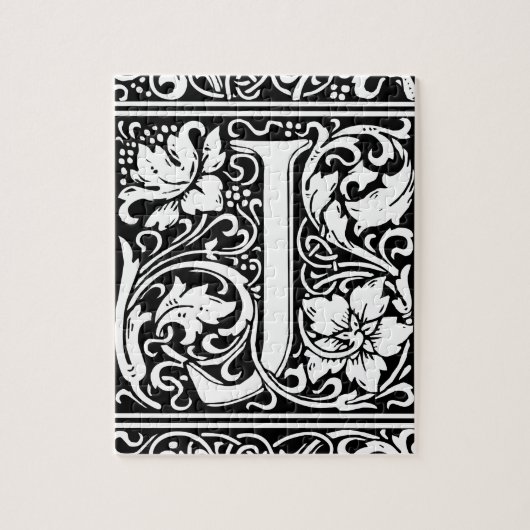 Brief J Middeleeuws Monogram Art Nouveau Legpuzzel (Verticaal)