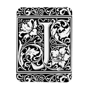 Brief J Middeleeuws Monogram Art Nouveau Magneet