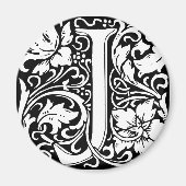 Brief J Middeleeuws Monogram Art Nouveau Magneet (Voorkant)