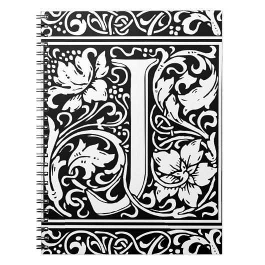 Brief J Middeleeuws Monogram Art Nouveau Notitieboek (Voorkant)