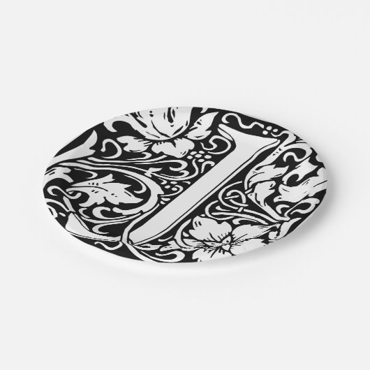 Brief J Middeleeuws Monogram Art Nouveau Papieren Bordje (Gekanteld)