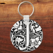 Brief J Middeleeuws Monogram Art Nouveau Sleutelhanger (Voorkant)
