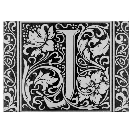 Brief J Middeleeuws Monogram Art Nouveau Snijplank (Voorkant)