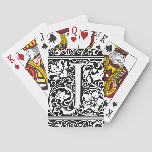 Brief J Middeleeuws Monogram Art Nouveau Speelkaarten (Achterkant)